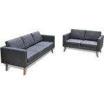 Vidaxl ensemble canap de salon 2 places canap 3 places tissu gris fonc 272194