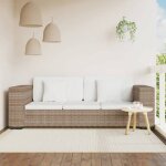 Canapé - vidaxl - 3 places - rotin véritable - coussins amovibles - style contemporain Canapé - vidaxl - 3 places - rotin véritable - coussins amovibles - style contemporain