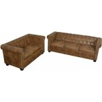 Canap chesterfield - vidaxl - 2 et 3 places - cuir artificiel - marron - lgance chic