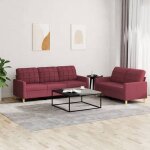 Vidaxl ensemble de canaps avec coussins 2 pcs canaps avec accoudoirs et dossier ensemble de meubles ...