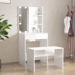 Vidaxl ensemble de coiffeuse avec led table cosmtique coiffeuse de maquillage table  bijoux chambre ...