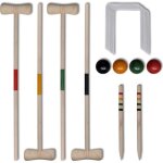 Jeu de croquet en bois pour 4 joueurs - vidaxl - traditionnel - robuste - convivial - mixte - blanc