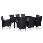 Vidaxl ensemble � d�ner dext�rieur 9 pcs r�sine tress�e noir