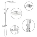 Vidaxl ensemble de douche � deux t�tes et thermostat acier inoxydable