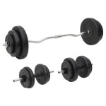Vidaxl ensemble dhalt�res et de barres avec plaques 60 kg halt�res �quipement dentra�nement physique ...