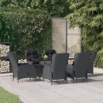 Vidaxl ensemble  manger de jardin 7 pcs gris fonc rsine tresse ensemble de salle  manger dextrieur ...