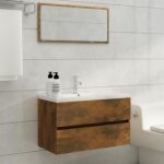 Vidaxl ensemble de meubles de salle de bain 2 pcs chne fum 815738