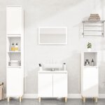 Vidaxl ensemble de meubles salle de bain 3 pcs blanc bois ding�nierie 3185581