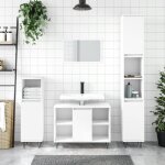 Vidaxl ensemble de meubles salle de bain 3 pcs blanc bois ding�nierie 3190299