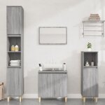 Vidaxl ensemble de meubles de salle de bain 3 pcs sonoma gris 3185587