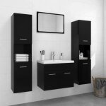 Vidaxl ensemble de meubles de salle de bain noir agglomr 80 x 38. 5 x 46 cm noir blanc
