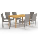 Vidaxl ensemble de salle � manger de jardin 7 pcs table et chaises de repas de patio mobilier � d�ner ...