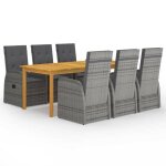 Vidaxl ensemble � manger de jardin 7 pcs gris 3067906
