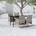 Vidaxl ensemble de salle � manger de jardin et coussins 5pcs gris - noir 45. 28 kg