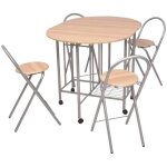 Ensemble de salle à manger - vidaxl - pliable - 1 table et 4 chaises - mdf - couleur chêne et argenté ... Ensemble de salle à manger - vidaxl - pliable - 1 table et 4 chaises - mdf - couleur chêne et argenté ...