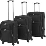 Ensemble de valises souples - vidaxl - 3 pcs - noir - tissu oxford - roulettes 360�