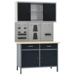 Vidaxl Établi avec 3 panneaux muraux et 1 armoire Vidaxl Établi avec 3 panneaux muraux et 1 armoire