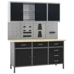 Vidaxl etabli et 4 panneaux muraux et 2 armoires table de travail poste de travail rangement stockage ... Vidaxl etabli et 4 panneaux muraux et 2 armoires table de travail poste de travail rangement stockage ...