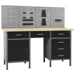 Vidaxl Établi avec 4 panneaux muraux table de travail avec porte - outils Établi de bricolage avec rangement ... Vidaxl Établi avec 4 panneaux muraux table de travail avec porte - outils Établi de bricolage avec rangement ...
