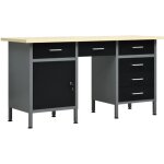 Vidaxl �tabli noir 160x60x85 cm acier