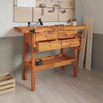 Vidaxl tabli avec tiroirs et taux 124x52x83 cm bois massif dacacia 153322