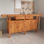 Vidaxl Établi avec tiroirs et étaux 192x62x83 cm bois massif dacacia 153326 Vidaxl Établi avec tiroirs et étaux 192x62x83 cm bois massif dacacia 153326