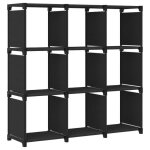 Vidaxl �tag�re daffichage 9 cubes noir 103x30x1075 cm tissu 322610