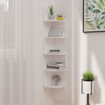 Vidaxl tagre dangle murale blanc brillant 19x19x123 cm 326837