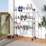 Vidaxl tagre  chaussures avec roulettes argent 66x27x100 cm 344371