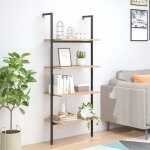 Vidaxl Étagère inclinée 4 niveaux marron clair et noir 64x35x1525 cm 336382 Vidaxl Étagère inclinée 4 niveaux marron clair et noir 64x35x1525 cm 336382
