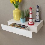 Vidaxl �tag�re murale avec 1 tiroir mdf blanc rangement de livres / dvd 242187