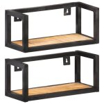 Vidaxl Étagères murales 2 pcs 40 cm bois de manguier brut Vidaxl Étagères murales 2 pcs 40 cm bois de manguier brut