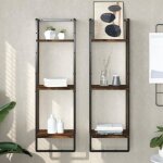 Vidaxl �tag�re murale 3 niveaux ch�ne fum� 30x25x100cm bois ing�nierie 836305