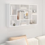 Vidaxl tagre murale blanc 85x16x525 cm bois dingnierie 801418