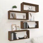 Vidaxl tagres murales cube 4 pcs chne marron 60x15x23 cm bois 815931