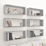Vidaxl tagres murales cube 6 pcs sonoma gris 60x15x23 cm bois 815929