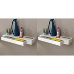 Vidaxl tagres murales avec tiroirs 2 pcs blanc 80 cm