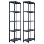 Vidaxl Étagères de rangement 2 pcs noir 125 kg 60x30x180 cm plastique Vidaxl Étagères de rangement 2 pcs noir 125 kg 60x30x180 cm plastique