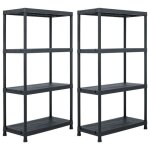 Vidaxl �tag�res de rangement 2 pcs noir 60x30x138 cm plastique