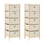 Vidaxl �tag�res de rangement avec 5 paniers en tissu 2 pcs beige c�dre