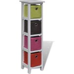 Vidaxl �tag�re de rangement et paniers multicolores bois de paulownia