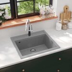 Vidaxl vier de cuisine en granit bac unique gris maison dcor de cuisine 142955