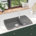 Vidaxl vier de cuisine en granit bac unique gris dcor de cuisine maison 142945
