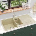 Vidaxl evier de cuisine double lavabo egouttoir encastr rversible avec trou de montage pour robinet ...