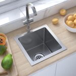 Vidaxl evier de cuisine fait � la main maison int�rieur lavabo argent� acier inoxydable 51498