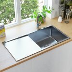 Vidaxl evier de cuisine fait  la main encastr sans plomb rsistant  la corrosion vier  vasque maison ...