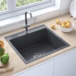 Vidaxl evier de cuisine fait � la main lavabo de salle de bain noir acier inoxydable 51509