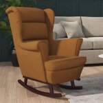 Vidaxl fauteuil  bascule et pieds en bois massif dhva fauteuil de dtente salon salle de sjour chambre ...