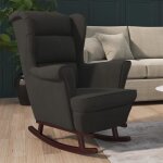 Vidaxl fauteuil � bascule et pieds en bois massif dh�v�a fauteuil de d�tente salon salle de s�jour chambre ...