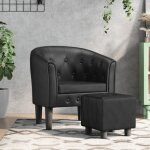 Vidaxl fauteuil cabriolet avec repose - pied noir similicuir 356463 Vidaxl fauteuil cabriolet avec repose - pied noir similicuir 356463